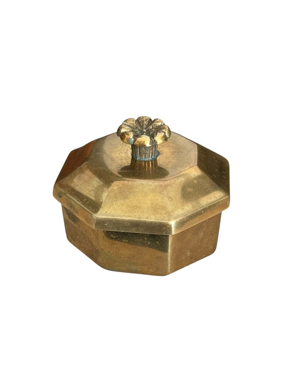 Vintage octagon brass trinket box with lid